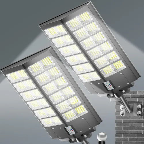 loyoele Farolas solares para exteriores, impermeables, 9000 W, 300000 lúmenes, luz solar de estacionamiento del atardecer al amanecer, luces de