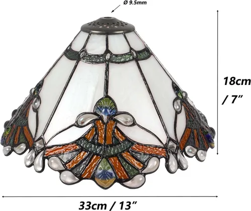 Miniatura 6 de Bieye L11058 Baroque Tiffany Style Stained Glass Ceiling Pendant Light Fixture for Home Decor (White, 13-inches Wide)