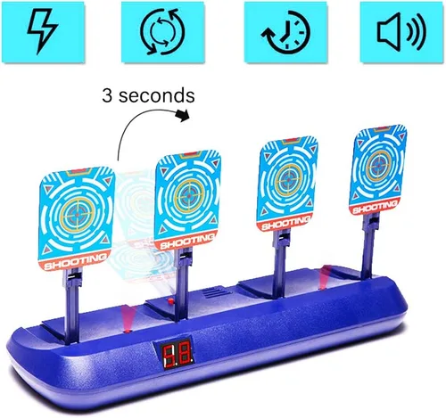Miniatura 4 de Blancos para pistolas Nerf, puntuación automática electrónica con reinicio digital, blanco de tiro para práctica con Nerf, juguete de regalo ideal