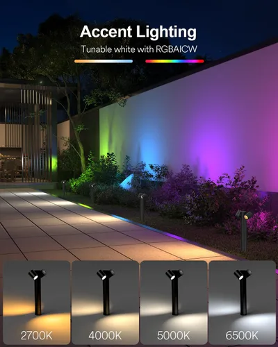 Miniatura 5 de Luces de Camino Inteligentes Lumary Pro 700LM, Luces de Paisaje RGBAICW con Cambio de Color con 8 Focos Ajustables de 355° IP65 Impermeables