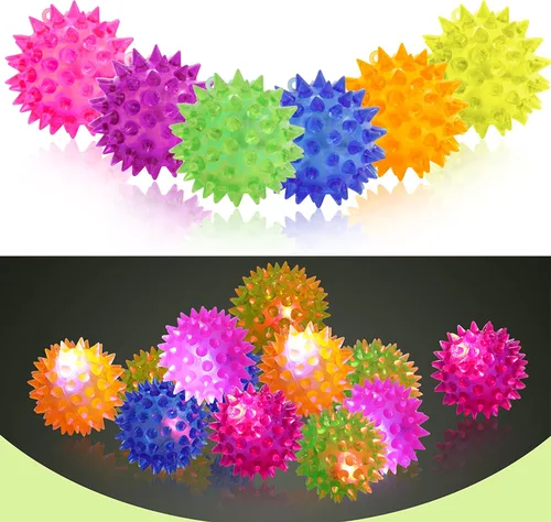 Miniatura 6 de Paquete de 6 bolas sensoriales con puntas que brillan en la oscuridad, para aliviar el estrés, bolas sensoriales con pinchos, bolas de goma