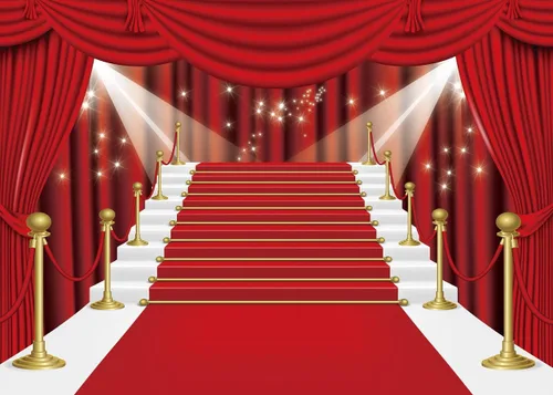 Miniatura 5 de INRUI Cortina roja para fotografía de escenario, alfombra roja, estrellas, celebridad, fiesta, telón de fondo (7 x 5 pies)
