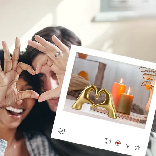 Miniatura 3 de Taylor Lover Merch - Escultura de manos de corazón dorado para decoración de cumpleaños, regalos para sala de estar, dormitorio, estante