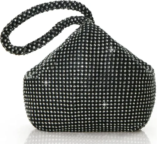 BABEYOND - Bolso de mano con diamantes de imitación para mujer, con diseño brillante de triángulo, para fiesta de los años 1920, graduación, boda