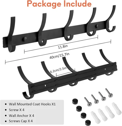 Miniatura 4 de Optish Perchero de Pared para Montar, Gancho para Abrigos de Montaje en Pared, Ganchos de Pared para Colgar, Perchero para Sombreros para Paredes
