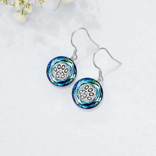 Miniatura 12 de POPKIMI Bonitos aretes colgantes de animales, joyería de animales, regalos de cumpleaños y Navidad para mujeres, aretes de ópalo de cristal de plata