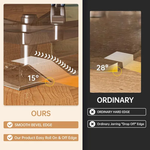 Miniatura 2 de [Vidrio templado] Tapete para silla de vidrio con borde biselado de 36 x 36 pulgadas con borde pulido, tapete transparente para silla de oficina, se