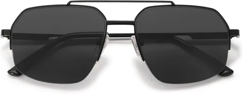 Miniatura 11 de SOJOS Trendy Aviator Sunglasses Mens Womens Retro Double Bridge Metal Frame Semi-Rimless Shades SJ1191