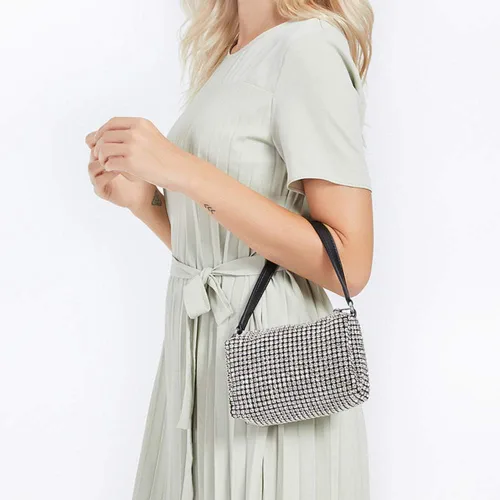 Miniatura 7 de Bolso de mano de noche con cristales brillantes para mujeres y niñas, bolso cruzado brillante para boda, graduación, fiesta, club, bolsos de mano