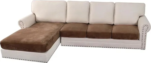 Miniatura 219 de H.VERSAILTEX - Funda de terciopelo elástica y afelpada para protección de cojines de sofá biplaza, silla o sofá, 2 piezas, tamaño grande, color gris