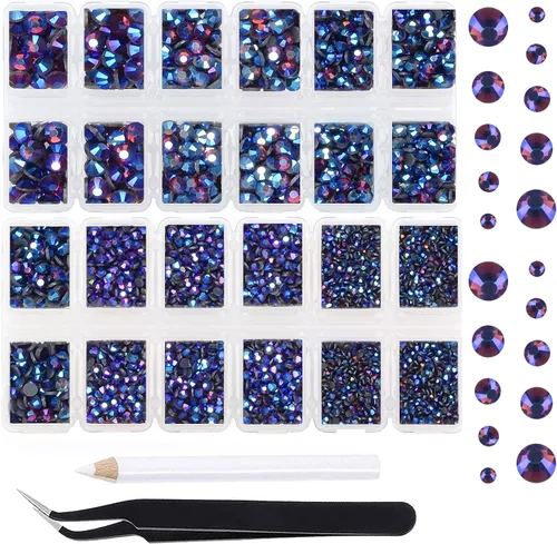 Miniatura 55 de Massive Beads 7800 vasos de hierro termoadhesivos con parte trasera plana, 5 tamaños, diamantes de imitación para hacer proyectos de bricolaje