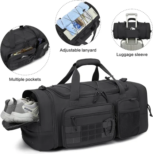 Miniatura 6 de Mochila táctica para gimnasio y viaje, mochila multifuncional para hombre, 45L, bolsa de lona deportiva militar con compartimento para zapatos