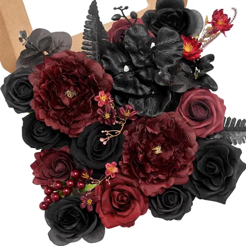 Miniatura 28 de Serwalin Flores artificiales, flores rosadas, flores de seda falsas, flores de pastel de boda, flores para ramos de boda, centros de mesa, Un rosa