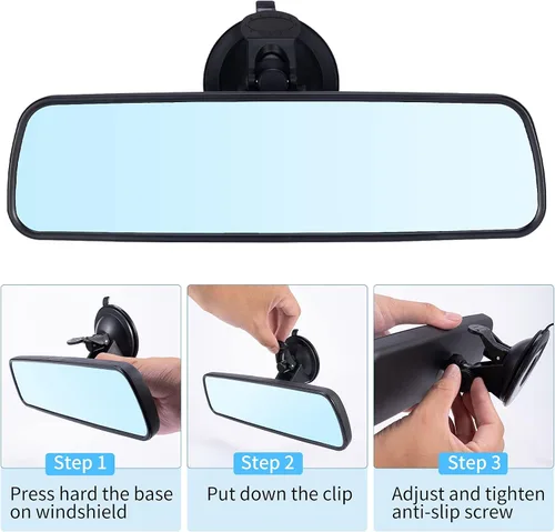 Miniatura 7 de Wontolf Espejo retrovisor universal con ventosa - Espejo interior antirreflejos para automóvil, camión, SUV y barcos - 9.76 pulgadas (9.764 in)