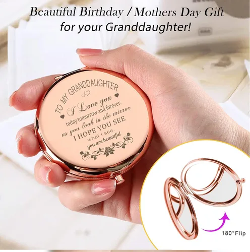 Miniatura 7 de GAOLZIUY Espejo compacto de maquillaje para nieta, regalos para nieta de la abuela y el abuelo, regalos de cumpleaños de Navidad para nietas adultas