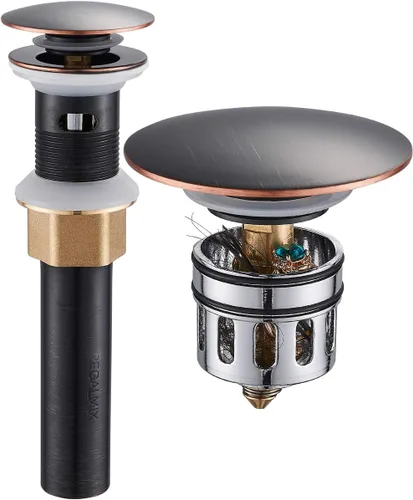 Miniatura 17 de REGALMIX Desagüe para Lavabo de Recipiente, Grifo de Baño Desagüe Pop Up para Lavabo de Recipiente, Colador Anti-Obstrucción Integrado, con Negro