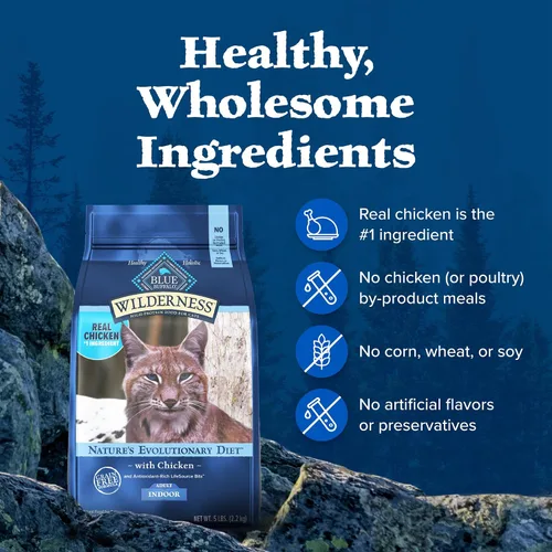 Miniatura 6 de Blue Buffalo Wilderness Nature's Evolutionary Diet - Alimento seco natural sin granos con alto contenido de proteínas, para gatos adultos, pollo