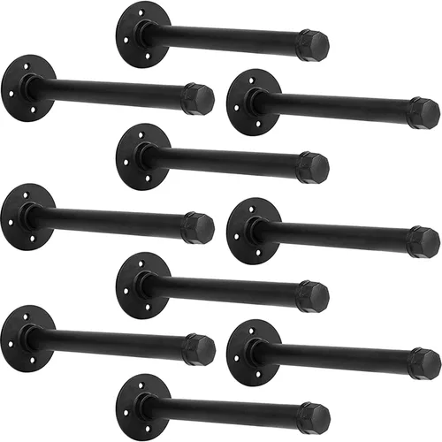 Soportes industriales para estantes de tubería, 10 piezas, soportes de estantería de montaje en pared, soporte de estante de 12 pulgadas, tubo