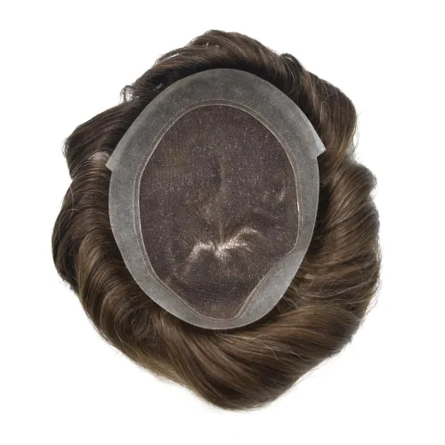 Miniatura 87 de Sistema de reemplazo de cabello de encaje francés para hombre, piezas de cabello de aspecto natural, encaje frontal, negro, marrón, rubio, gris