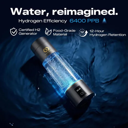 Miniatura 3 de PUREPEBRIX Generador de botellas de agua de hidrógeno - Máquina de agua de hidrógeno de 6400 PPB Regalo de bienestar certificado por IHSA para Gris