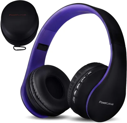 Miniatura 15 de PowerLocus - Audífonos inalámbricos Bluetooth para usar sobre las orejas, estéreo, plegables, con cable y micrófono incorporado para iPhone