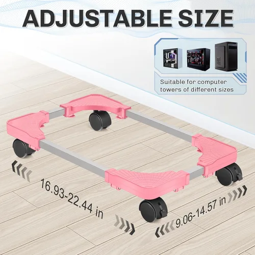 Miniatura 2 de Liitrton Soporte de CPU móvil Soporte de torre ajustable para computadora con 4 ruedas giratorias que se adapta a la mayoría de PC (negro)