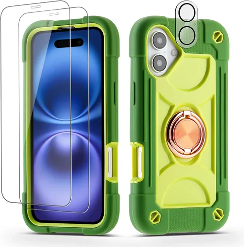 Miniatura 135 de Funda para iPhone 11 de 6.1 pulgadas con soporte de anillo, con 2 protectores de pantalla de vidrio, resistente a los golpes, resistente a