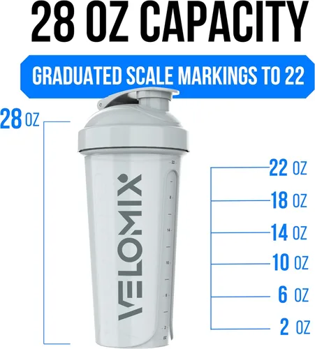 Miniatura 4 de VELOMIX -4 Pack- 28 oz Protein Shaker Bottles for Protein Mixes - 4x Wire Whisk Leak Proof Shaker Cups for Protein Shakes Stackable Protein