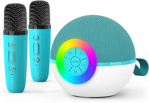 Miniatura 9 de goopow Mini máquina de karaoke con altavoz para niños y adultos, micrófono portátil con Bluetooth y juguetes de canciones con luz LED, el mejor