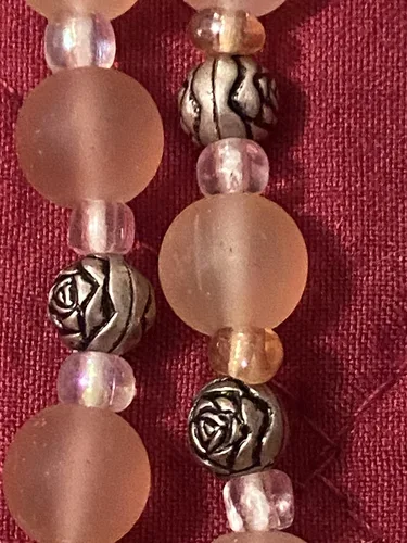 Miniatura 8 de Pink Frosted Glass Rosary with Miraculous Medal and 2" Crucifix St Michael Medal