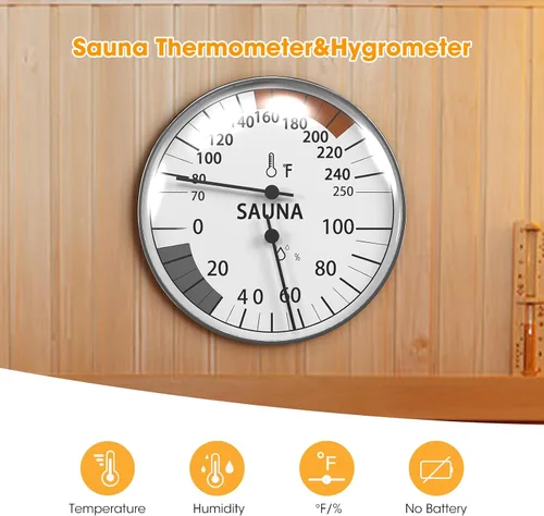 Miniatura 7 de Termómetro e higrómetro de sauna 2 en 1, monitor de humedad, accesorios de sauna para saunas de vapor infrarrojos, accesorios de sauna