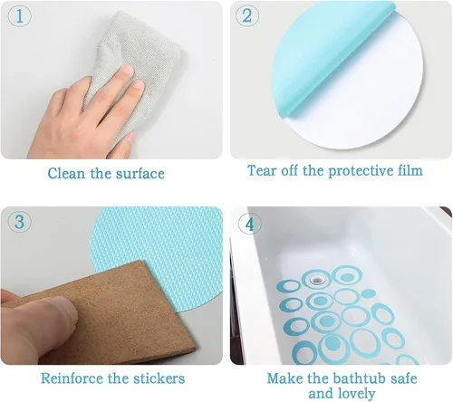 Miniatura 4 de Tenare 45 calcomanías antideslizantes para bañera para adultos, adhesivos antideslizantes para peldaños de baño, calcomanías ovaladas para tracción