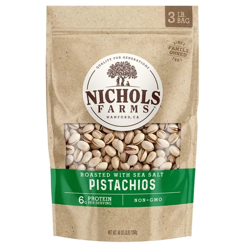 Miniatura 11 de Nichols Farms Pistachos cultivados en California, InShell, paquetes de aperitivos ricos en nutrientes, ajo tostado, 2 libras