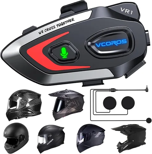 Miniatura 9 de VCOROS VR1 Auriculares para Casco de Motocicleta, Altavoces de Casco de Larga Duración de Batería con Respuesta Automática/Doble Cancelación