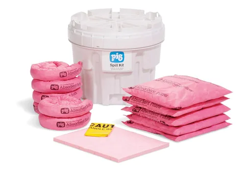 New Pig Corporation KIT311 Kit de derrames de materiales peligrosos de 28 piezas en tambor de salvamento de 20 galones, absorción de 11 galones