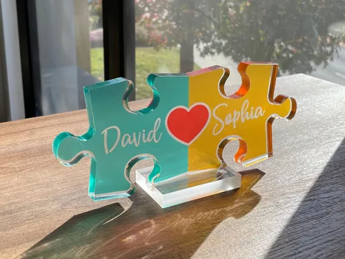Miniatura 4 de Regalos personalizados para parejas, letrero de nombre de rompecabezas para parejas, regalos del día de San Valentín para ella y él, acrílico