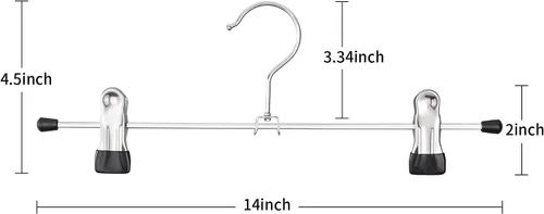 Miniatura 6 de Perchas para pantalones de 14 pulgadas con clips, paquete de 30 perchas ajustables para mujer, antideslizantes, pantalones cortos para jeans