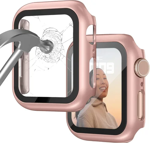 Miniatura 21 de Funda compatible con Apple Watch de 1 37⁄64 pulgadas (40 mm), serie 6/5/4/SE, con protector de pantalla de vidrio templado integrado, carcasa Negro
