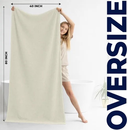 Miniatura 145 de DAN RIVER Paquete de 2 sábanas de baño de 35x70 pulgadas, sábanas de baño jumbo acanaladas para adultos, toallas grandes gruesas y absorbentes