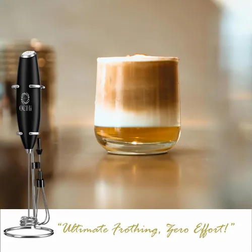 Miniatura 5 de OCHI Potente espumador de leche y batidor de huevos, potente espumador eléctrico de mano y batidor para café, lattes, capuchino, chocolate caliente