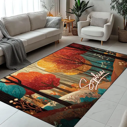 Miniatura 11 de Alfombra de otoño personalizada – Alfombra de interior y exterior para porche, entrada, sala de estar – Nombre personalizado pasillo pasillo – 3