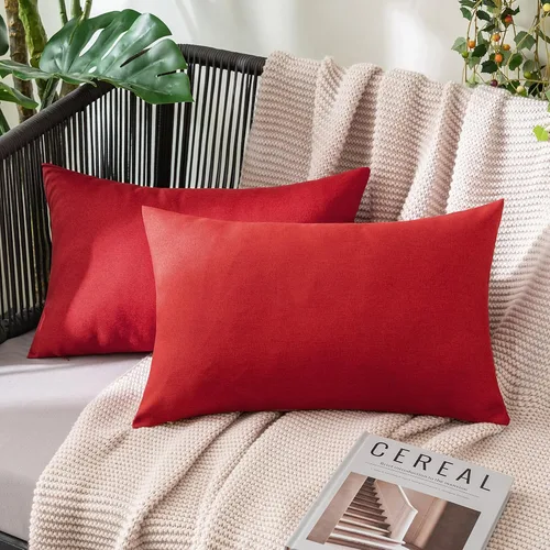 Miniatura 68 de MIULEE Paquete de 2 fundas decorativas para almohadas de exterior, sólidas, impermeables, de lino sintético, estilo granja de jardín, fundas de Óxido