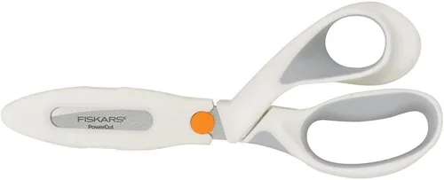 Miniatura 3 de Fiskars SoftGrip PowerCut Tijeras de tela y medios mixtos, tijeras resistentes de 8 pulgadas para tela, cartón, corcho, metal decorativo y corte
