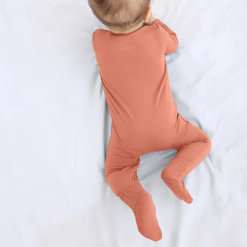 Miniatura 6 de GUISBY Pijama de rayón con pies para bebé con puños de manopla, mameluco suave de manga larga de 0 a 18 meses