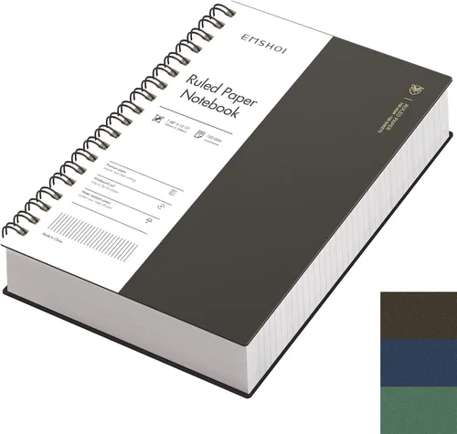 Miniatura 30 de EMSHOI Cuaderno de espiral A4 con rayas universitarias, 11.2" X 8.27", 300 páginas/150 hojas, páginas perforadas fáciles de rasgar, papel grueso