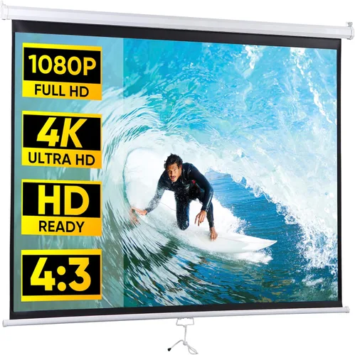 Pantalla de proyección HD 4:3 de 72 pulgadas, pantalla de proyección manual para interiores y exteriores, pantalla de proyector portátil sin arrugas