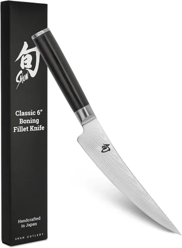 Shun Cuchillo clásico para deshuesar y filetear de 6 pulgadas, se desliza fácilmente a través de carne y pescado, auténtico, hecho a mano, cuchillo