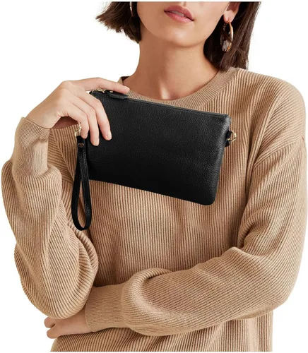 Miniatura 3 de YALUXE Cartera de mano de piel auténtica para mujer con correa cruzada