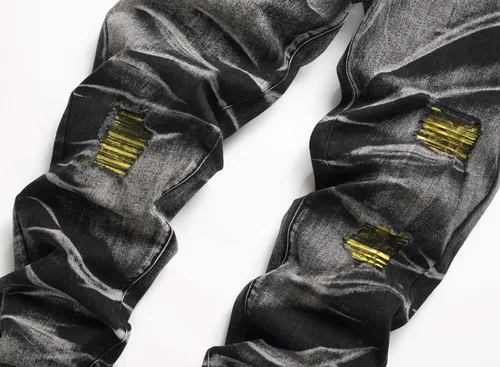 Miniatura 3 de Jeans elásticos ajustados para hombre, jeans ajustados rasgados para hombre, pierna recta, cómodos, cintura flexible, pantalones de mezclilla tipo