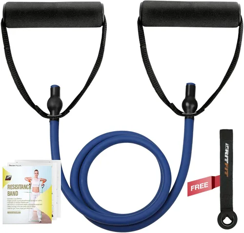 RitFit Single Resistance Exercise Band with Comfortable Handles - Ideal for Physical Therapy, Strength Training, Muscle Toning - Foam Padding Door